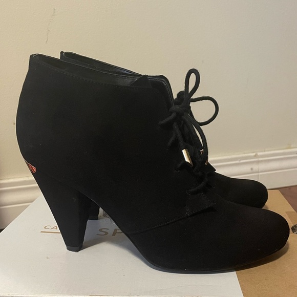 Call It Spring Black Suede Boot Heel - Picture 2 of 9